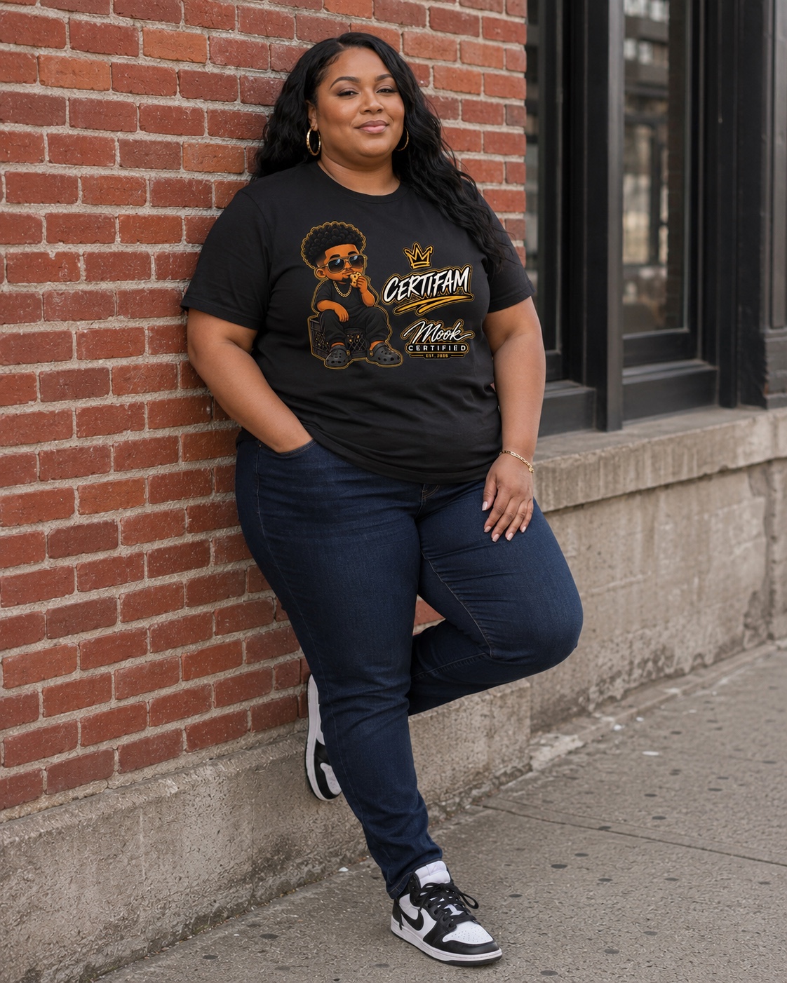 Model wearing the CertiFam Cookie Tee