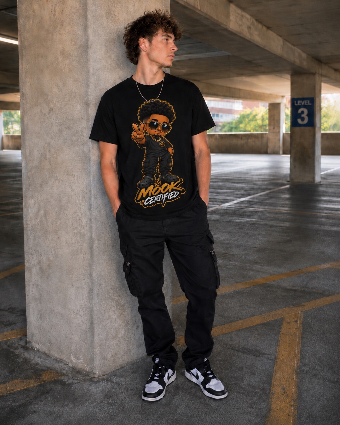 Model wearing the Peace Out Tee
