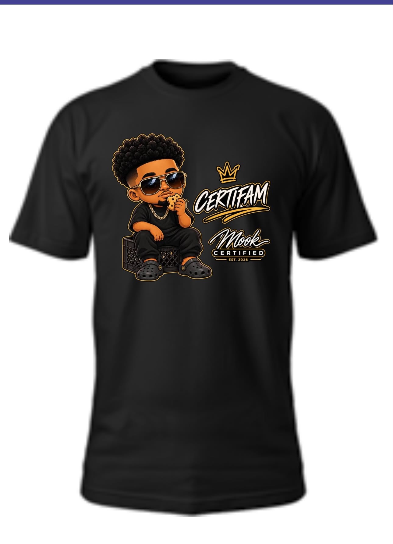 Black CertiFam Cookie Tee product mockup